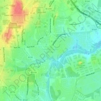Mappa topografica Loudoun Valley Estates, altitudine, rilievo