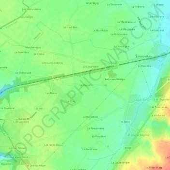 Mappa topografica Le Plessis, altitudine, rilievo
