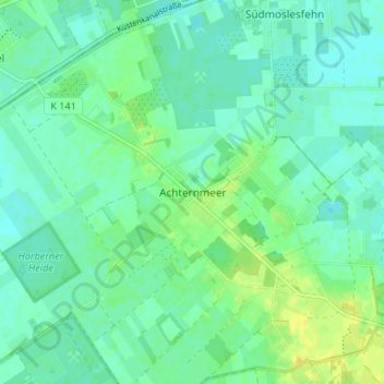 Mappa topografica Achternmeer, altitudine, rilievo