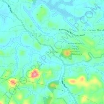 Mappa topografica Paranthal, altitudine, rilievo