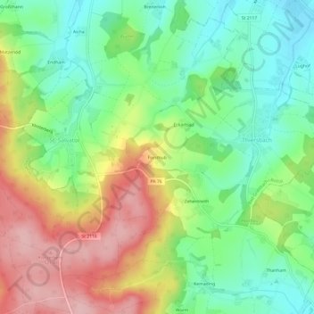 Mappa topografica Forsthub, altitudine, rilievo