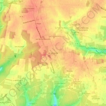 Mappa topografica Les Verneries, altitudine, rilievo