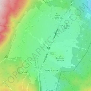 Mappa topografica Pian Cansiglio, altitudine, rilievo