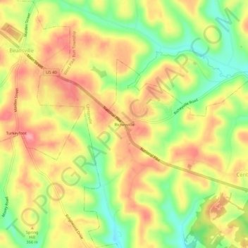 Mappa topografica Richeyville, altitudine, rilievo