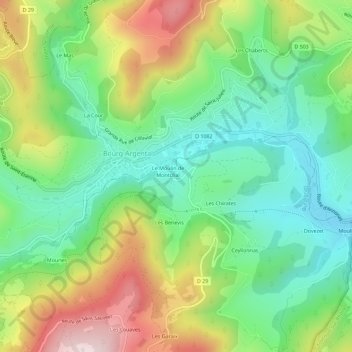 Mappa topografica La Gare, altitudine, rilievo