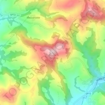 Mappa topografica Monte S. Onofrio, altitudine, rilievo