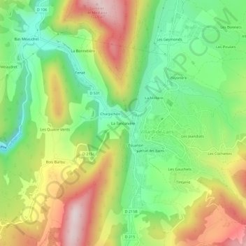 Mappa topografica La Tancanière, altitudine, rilievo