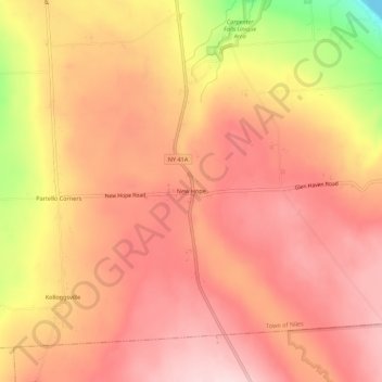Mappa topografica New Hope, altitudine, rilievo