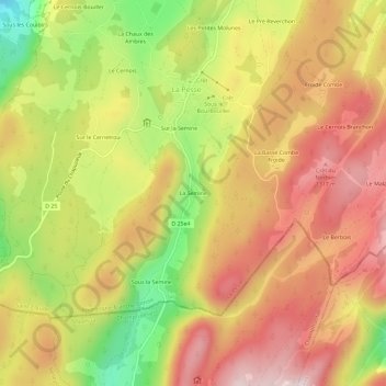 Mappa topografica La Semine, altitudine, rilievo