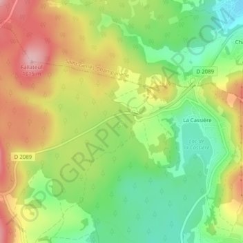 Mappa topografica Fontaine Gelée, altitudine, rilievo