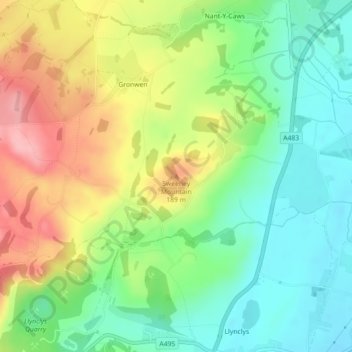 Mappa topografica Sweeney Mountain, altitudine, rilievo