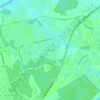 Mappa topografica Azalea Lakes, altitudine, rilievo