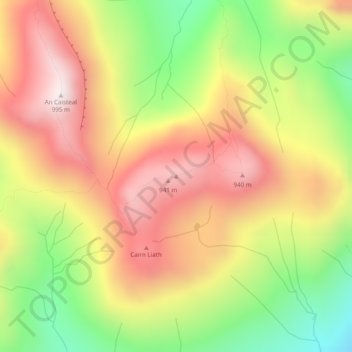 Mappa topografica Beinn a' Chroin, altitudine, rilievo