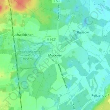 Mappa topografica Muckwar, altitudine, rilievo