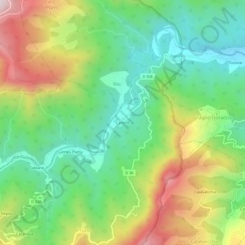 Mappa topografica Casette, altitudine, rilievo