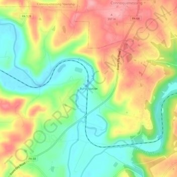 Mappa topografica Buhls Station, altitudine, rilievo