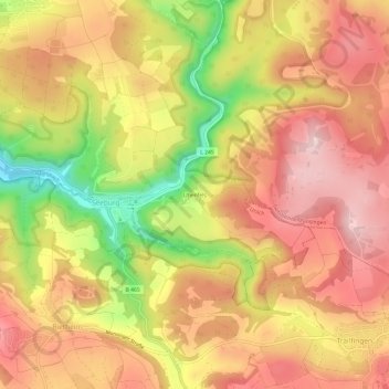 Mappa topografica Uhenfels, altitudine, rilievo