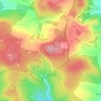 Mappa topografica Altenberg, altitudine, rilievo