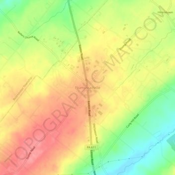 Mappa topografica Plumsteadville, altitudine, rilievo