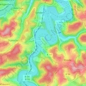 Mappa topografica Stade, altitudine, rilievo