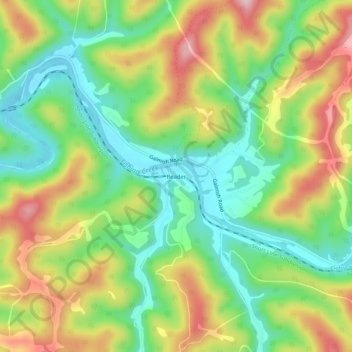 Mappa topografica Reader, altitudine, rilievo