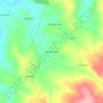 Mappa topografica Espirito Santo, altitudine, rilievo