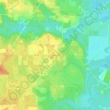Mappa topografica Clarksville, altitudine, rilievo