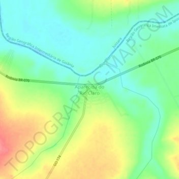 Mappa topografica Aparecida do Rio Claro, altitudine, rilievo