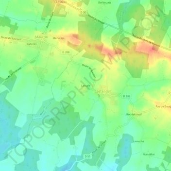 Mappa topografica Lassale, altitudine, rilievo
