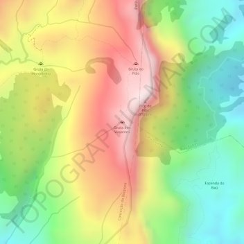 Mappa topografica Gruta dos Viajantes, altitudine, rilievo
