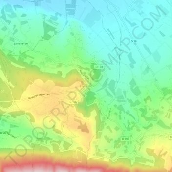 Mappa topografica Lacoste, altitudine, rilievo