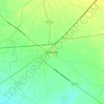 Mappa topografica Dahegam, altitudine, rilievo