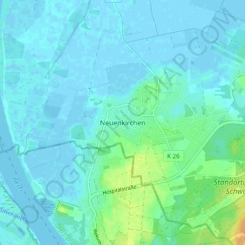 Mappa topografica Neuenkirchen, altitudine, rilievo