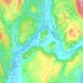 Mappa topografica Rothonod, altitudine, rilievo