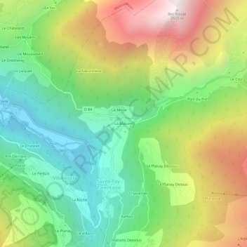 Mappa topografica La Masure, altitudine, rilievo