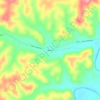 Mappa topografica Jewett, altitudine, rilievo