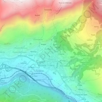 Mappa topografica Violan, altitudine, rilievo