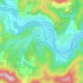 Mappa topografica Le Boisson, altitudine, rilievo