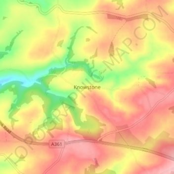 Mappa topografica Knowstone, altitudine, rilievo