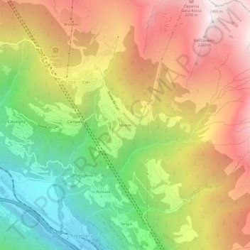 Mappa topografica Molare, altitudine, rilievo