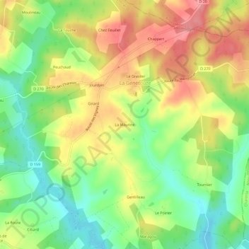Mappa topografica La Maurine, altitudine, rilievo