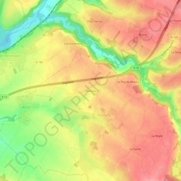 Mappa topografica Miauray, altitudine, rilievo