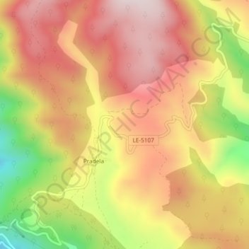Mappa topografica Fócara, altitudine, rilievo
