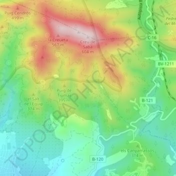 Mappa topografica la Cerdanya, altitudine, rilievo