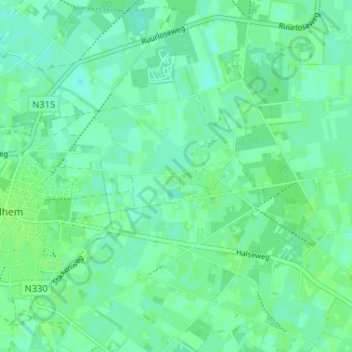 Mappa topografica De Meene, altitudine, rilievo