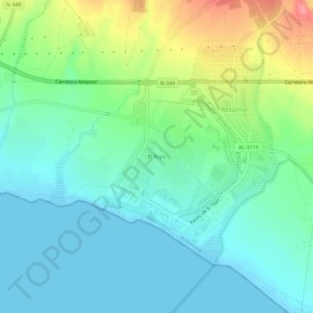 Mappa topografica El Toyo, altitudine, rilievo