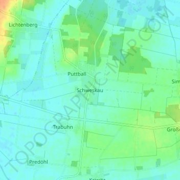 Mappa topografica Schweskau, altitudine, rilievo