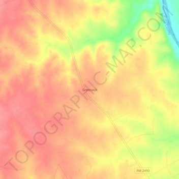 Mappa topografica Greenock, altitudine, rilievo