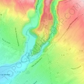 Mappa topografica Le Serré, altitudine, rilievo