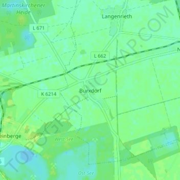 Mappa topografica Burxdorf, altitudine, rilievo